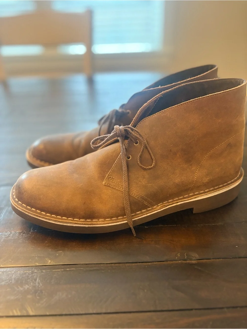 Clarks Men’s Brown Leather Chukka Desert Boots Lace Up Ankle US 13 Medium